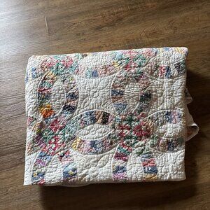 Vintage Double Wedding Ring Quilt Size 85 X 76 Homemade Queen